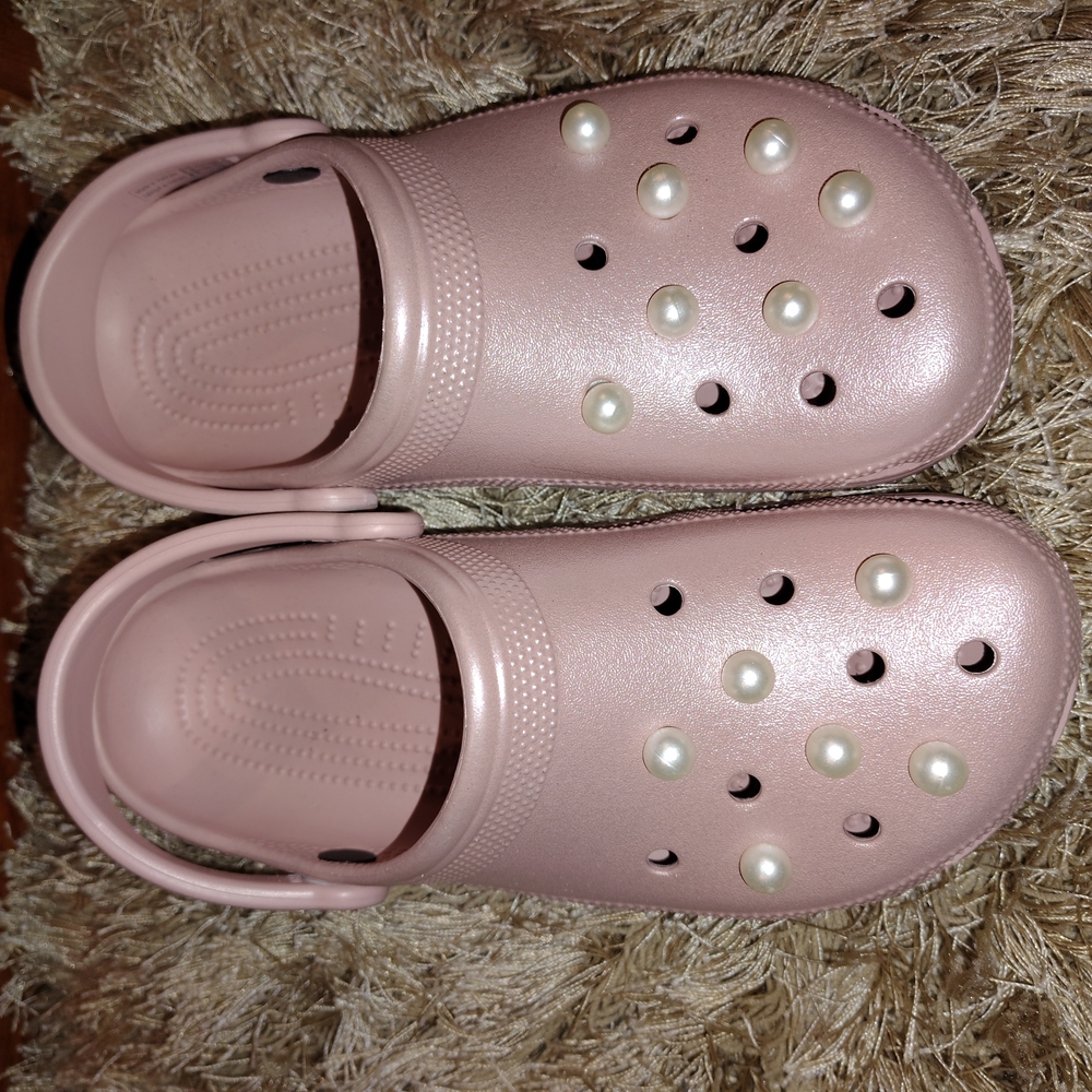 Women's Pink Pearl Embellished Clogs